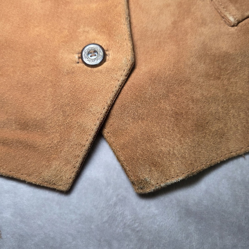 Arizona Jean Co. Brown Faux Suede Western Vest Women's XL Button Front Vintage - Picture 8 of 8